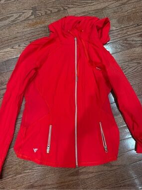 Women's Red Hooded Active Jacket